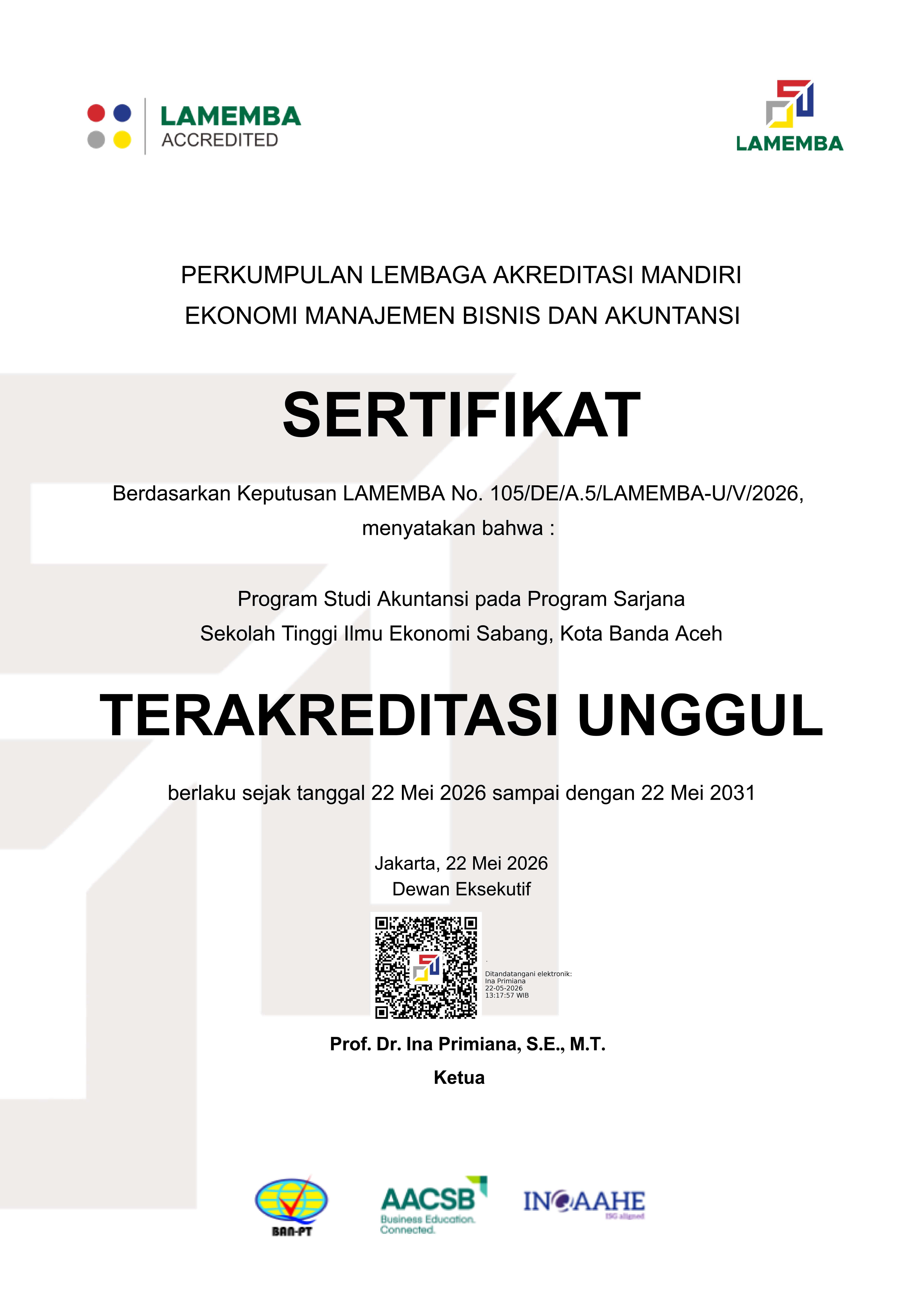 Akreditasi Institusi Sekolah Tinggi Ilmu Ekonomi Sabang