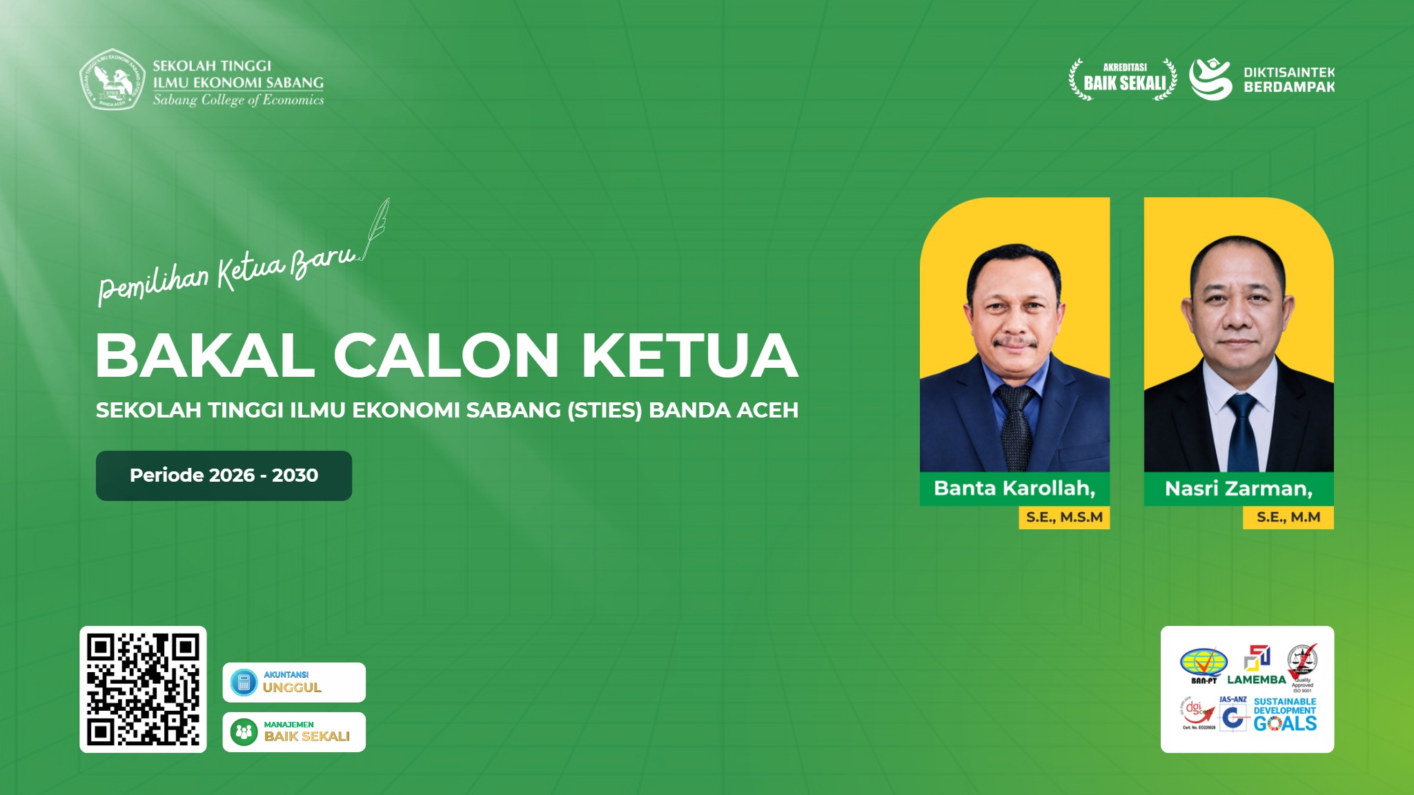 Dua Nama Resmi Ditetapkan Jadi Bakal Calon Ketua STIES Banda Aceh Periode 2026-2030