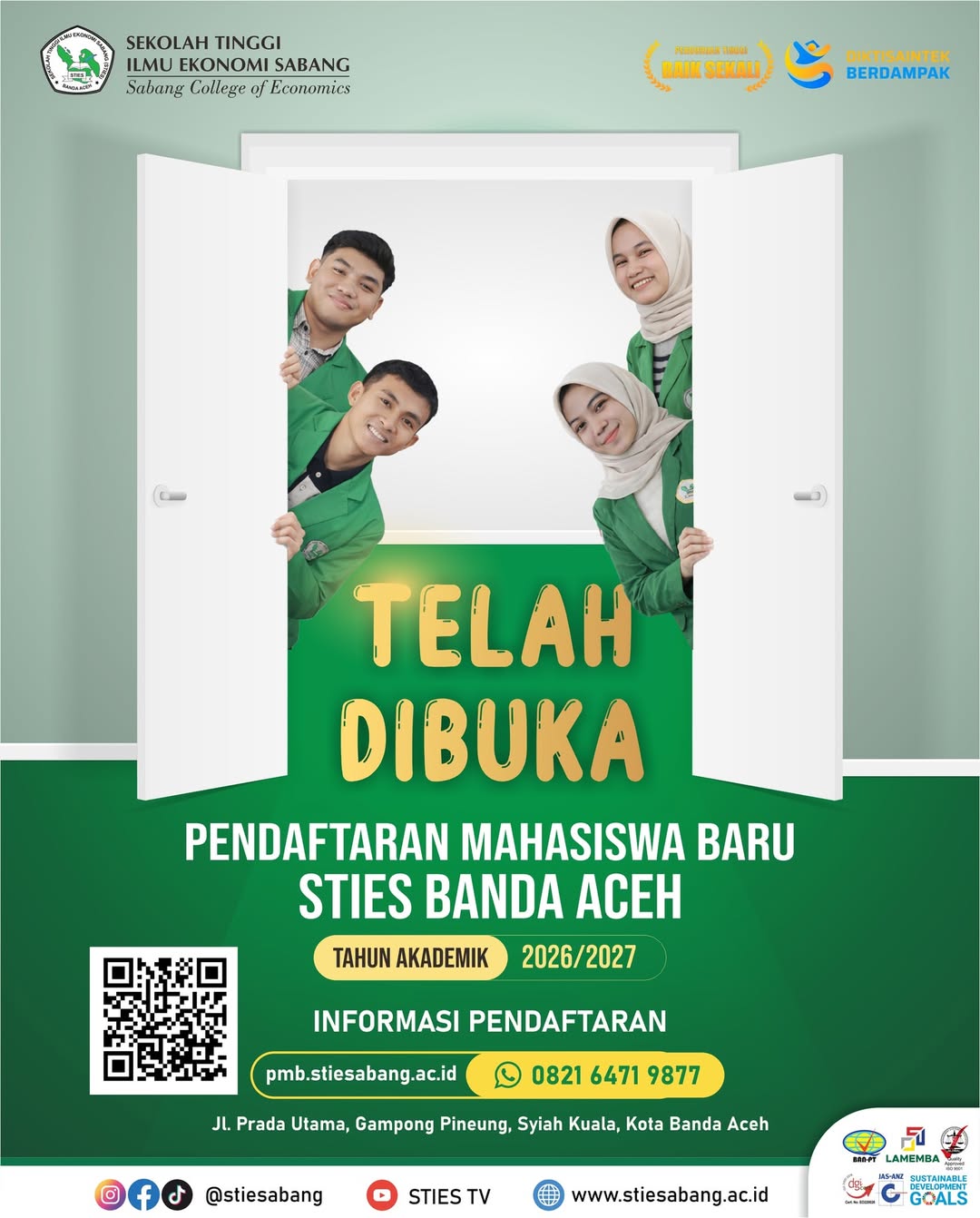 Pendaftaran Mahasiswa Baru STIES Banda Aceh TA 2026/2027 Resmi Dibuka